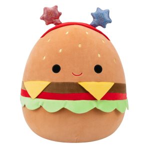 14-Inch Carl the Cheeseburger with Red and Blue Star Headband