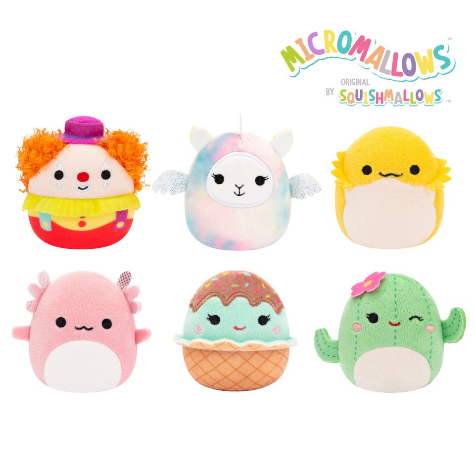 Micromallows 6-Pack – Archie Axolotl. Bimbi Clown. Lucy-May Llamapegacorn. Maritza Cactus. Maya Sundae. Rodry Bearded Dragon